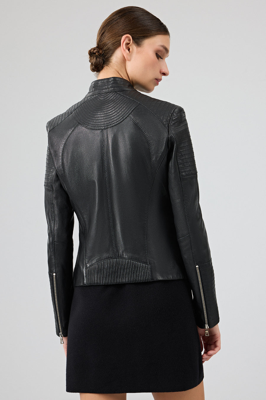 Delano Women's Black Short Leather Jacket