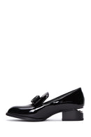 Women's Black Patent Leather Heeled Loafer | Derimod