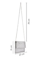 Women's Silver Long Chain Strap Stone Evening Clutch Bag | Derimod