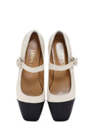 Women's Cream Banded Leather Ballerinas | Derimod