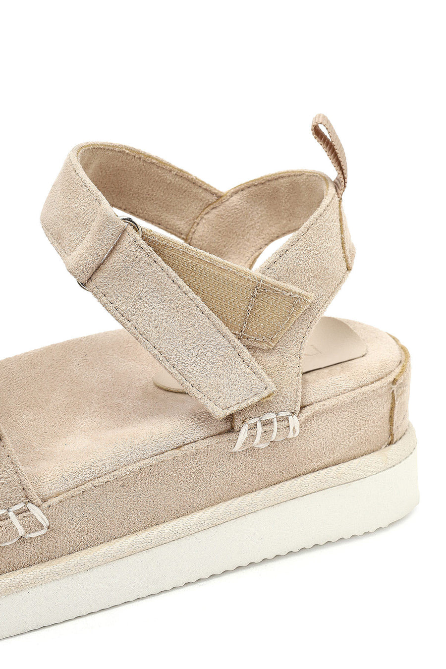 Women's Beige Thick-Soled Suede Sandals