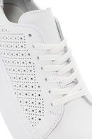 Women's White Thick Sole Lace Up Leather Sneaker | Derimod