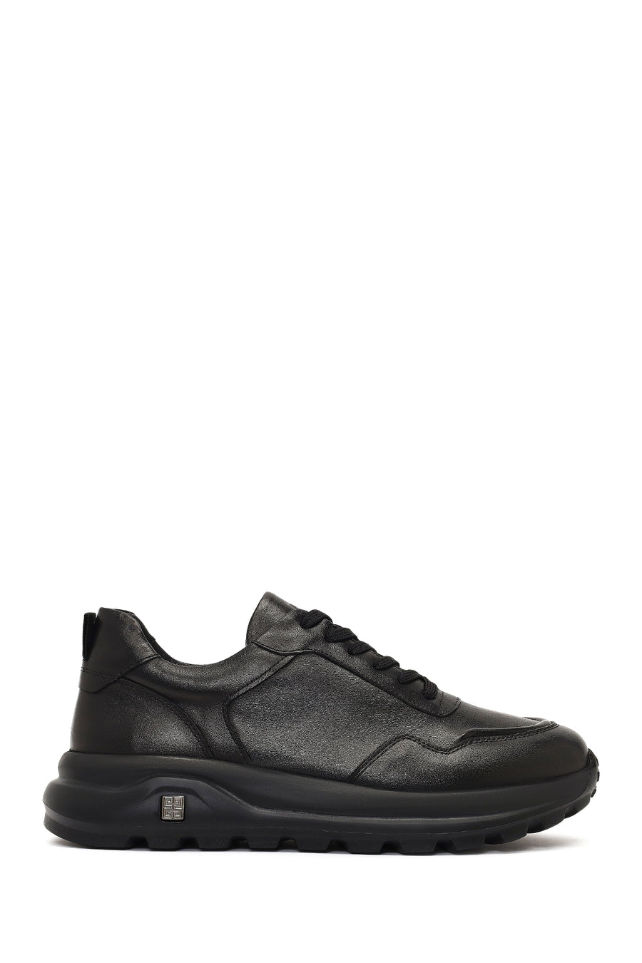 Erkek Siyah Bağcıklı Kalın Tabanlı Deri Sneaker 25WFD641418 | Derimod