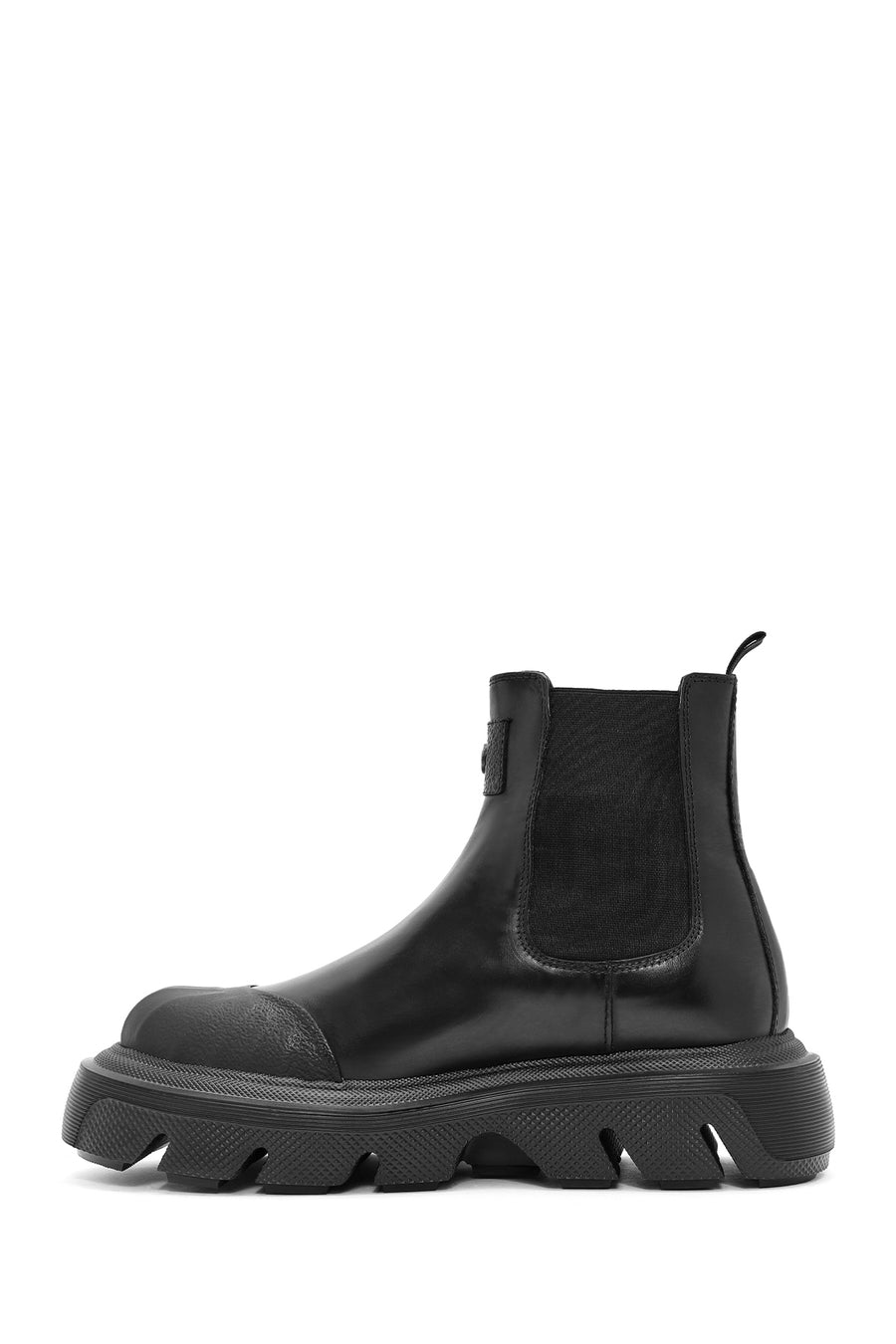 Men's Black Thick Soled Leather Chelsea Boots