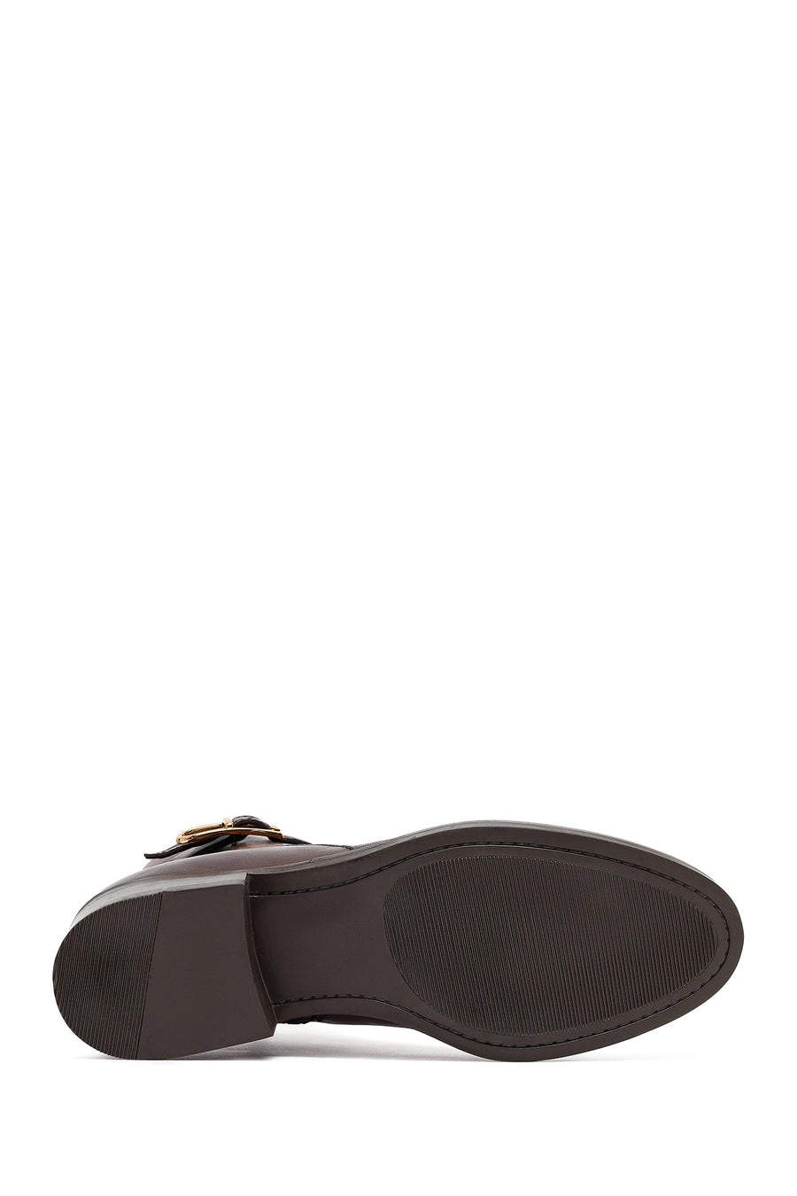 Woman Brown Zippered Leather Boat