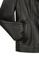 Martha Woman Black Short Leather Jacket | Derimod