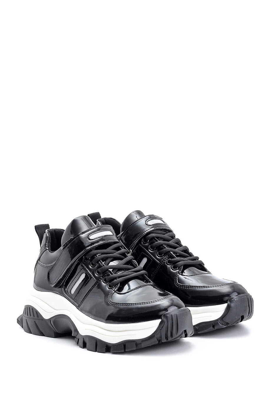 Kadın Yüksek Tabanlı Rugan Detaylı Sneaker