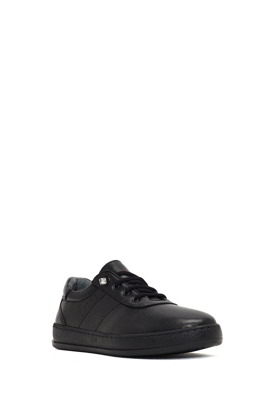 Woman Black Lace-Up Leather Comfort Shoes