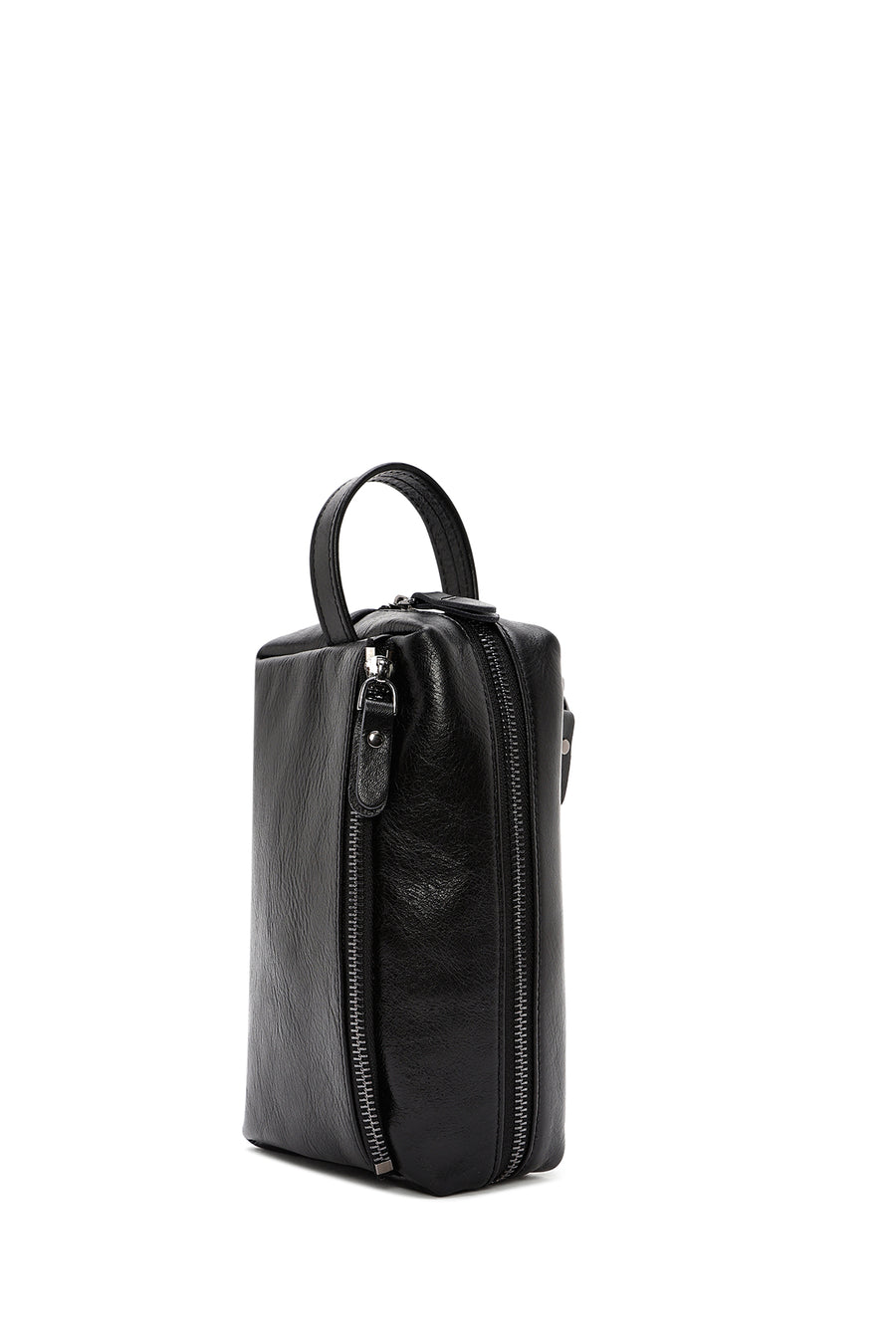 Men's Black Leather Handbag