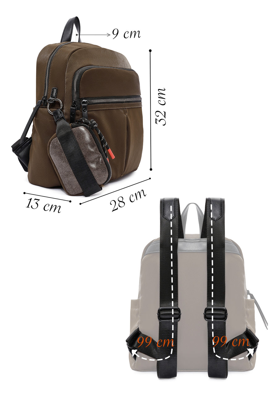 Women's Brown Casual Backpack
