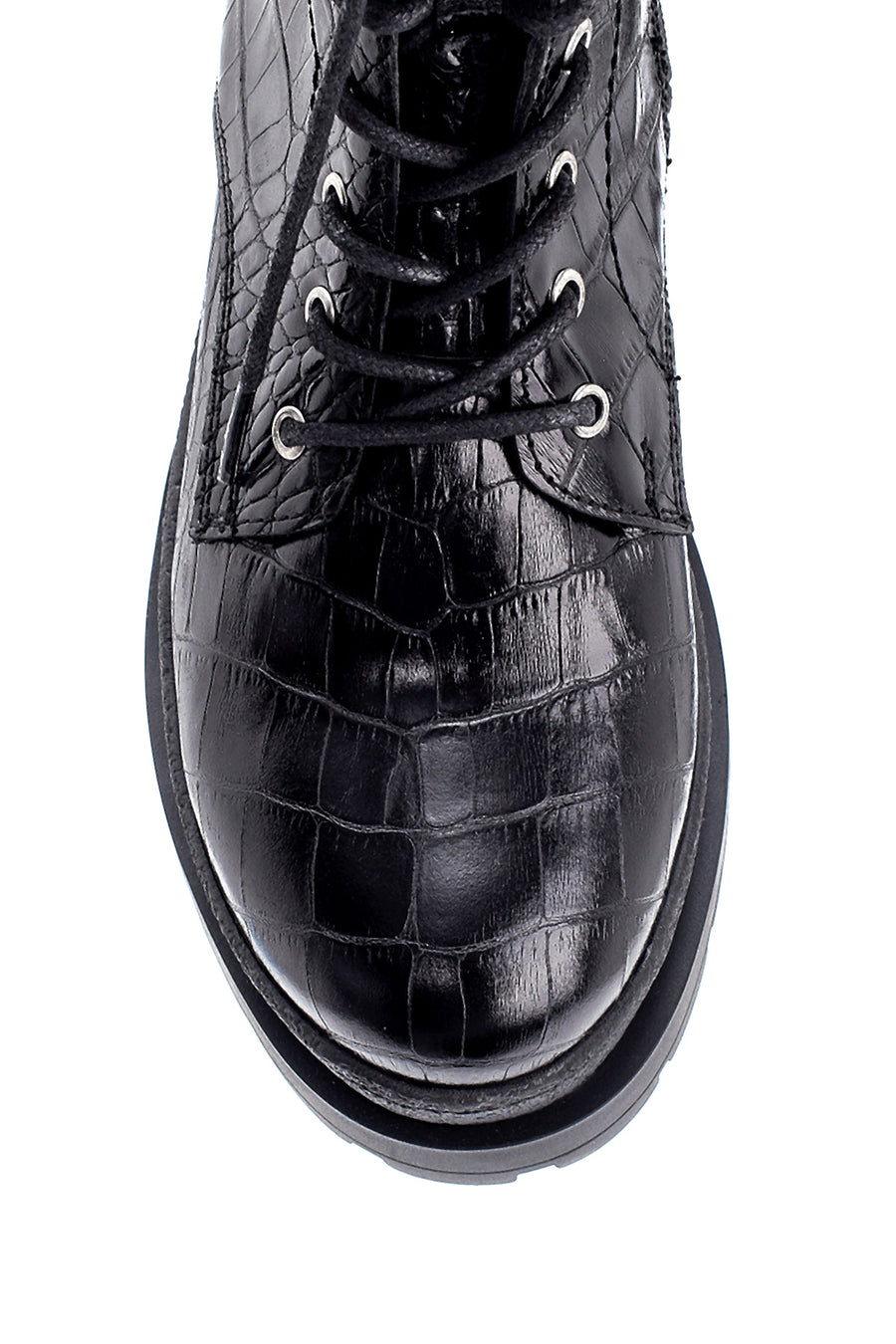 Women's Leather Crocodile Patterned Boots