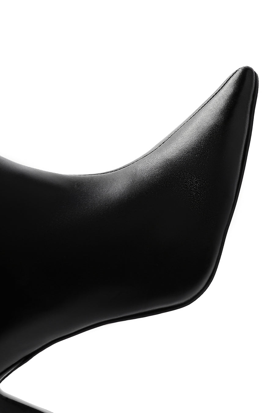 Women's Black Thin Heeled Leather Boots