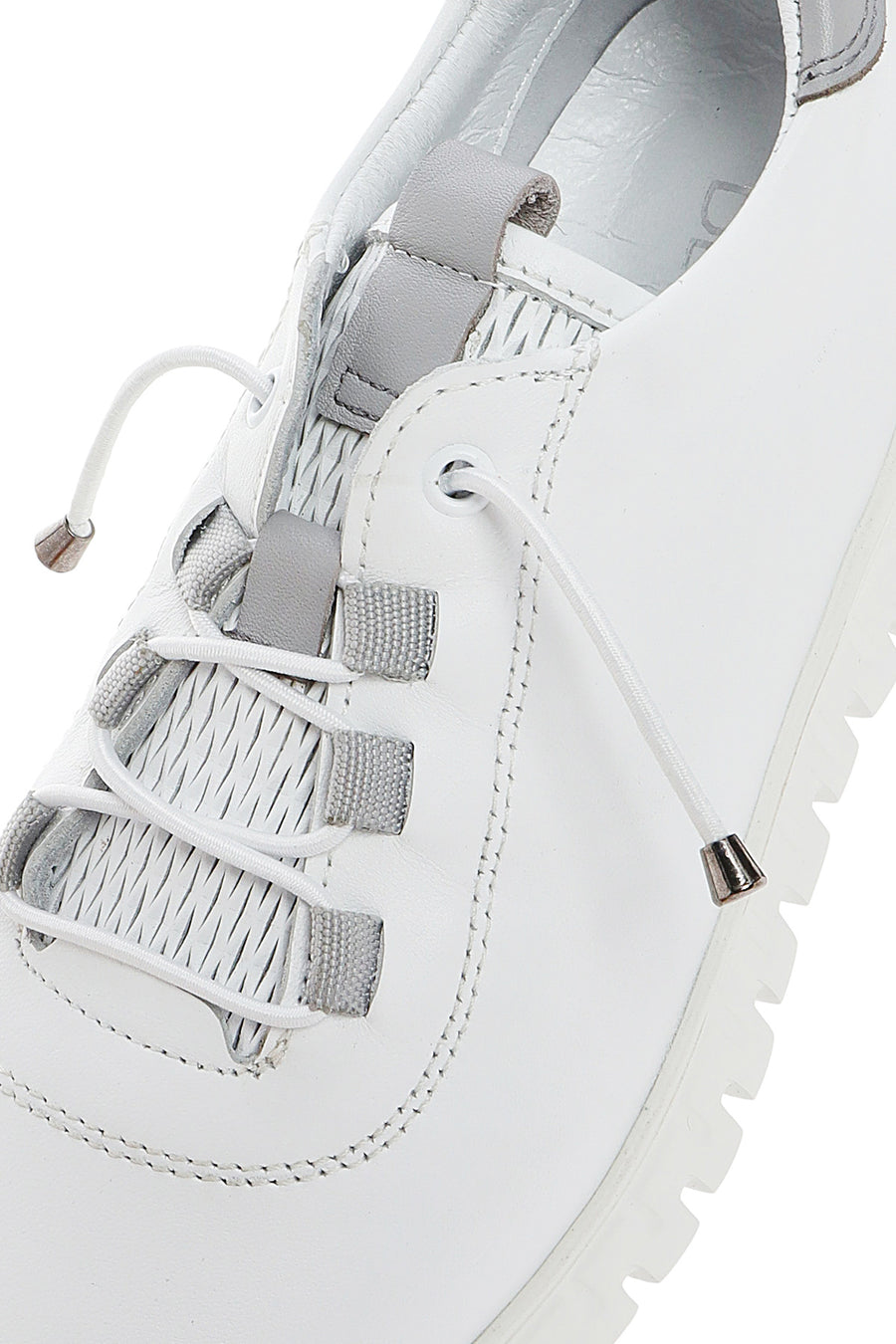 Women's White Lace-Up Leather Sneaker