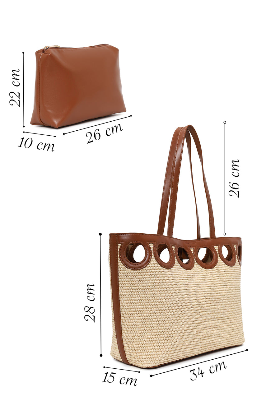Woman Beige Wicker Shoulder Bag