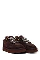 Woman Brown Lace-Up Thick-Soled Furry Suede Teddy Sneaker | Derimod