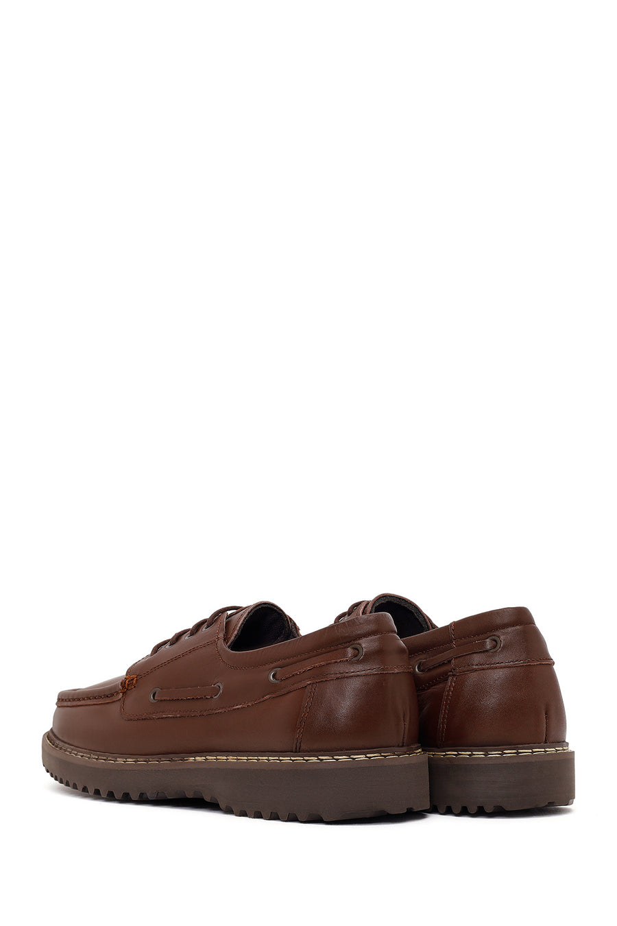 Male Brown Lace-up Thick-Soled Leather Casual Shoes