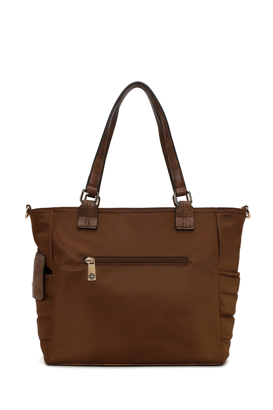Woman Brown Long-Strap Fabric Shoulder Bag