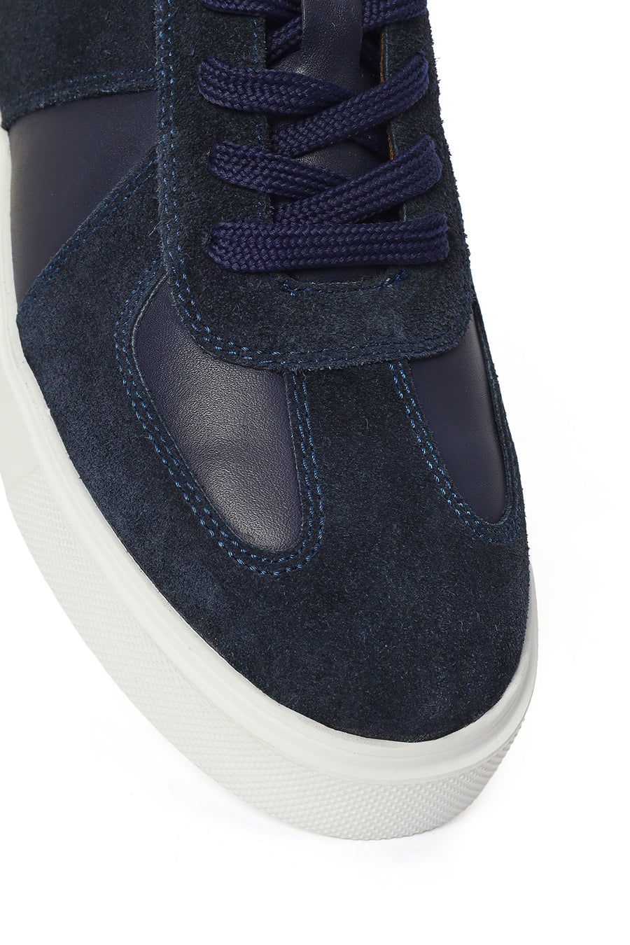 Men's Navy Blue Lace-Up Leather Sneaker