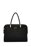 Women's Black Long Strap Crocodile Handbag | Derimod