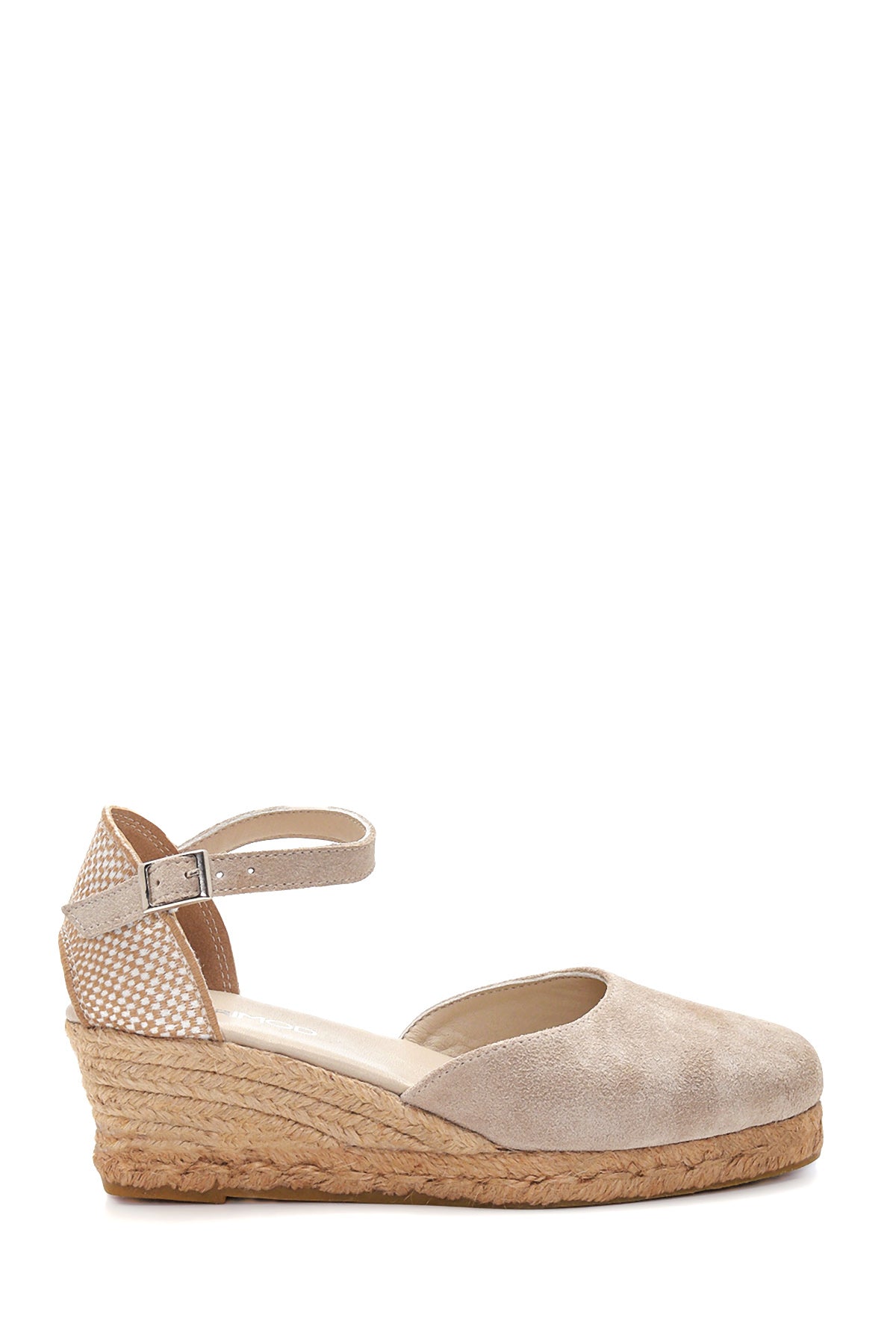 Women's Gray Suede Leather Wedge Heel Espadrille 22SFD205410 | Derimod