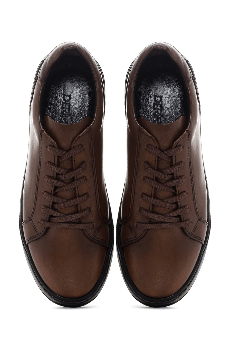 Men's Brown Lace-Up Leather Sneaker