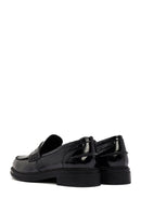 Women's Black Patent Leather Masculine Loafer | Derimod