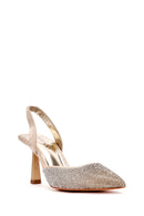 Women's Beige Open Back Thin Heeled Shoes | Derimod