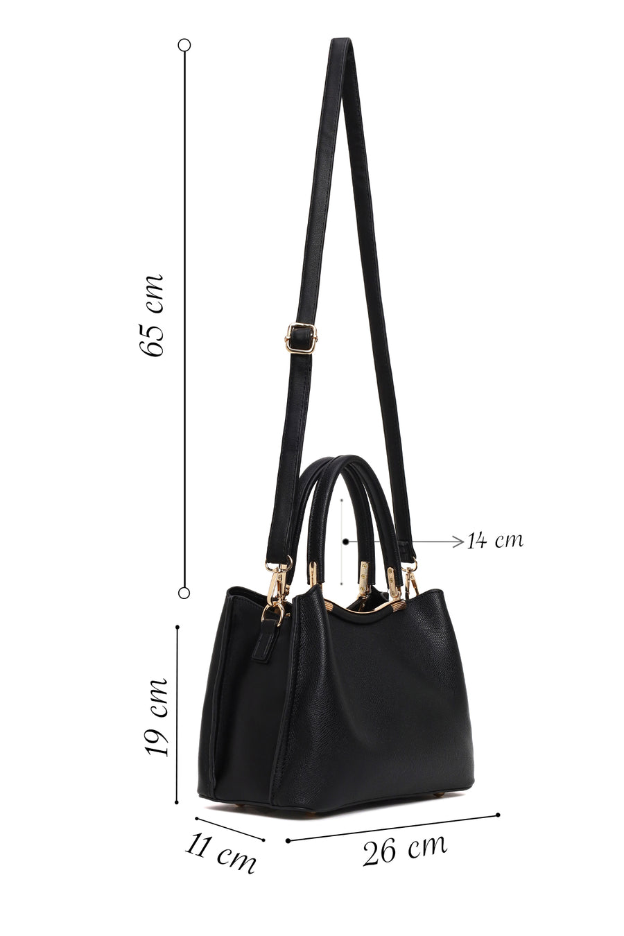 Woman Black Long-Strap Shoulder Bag