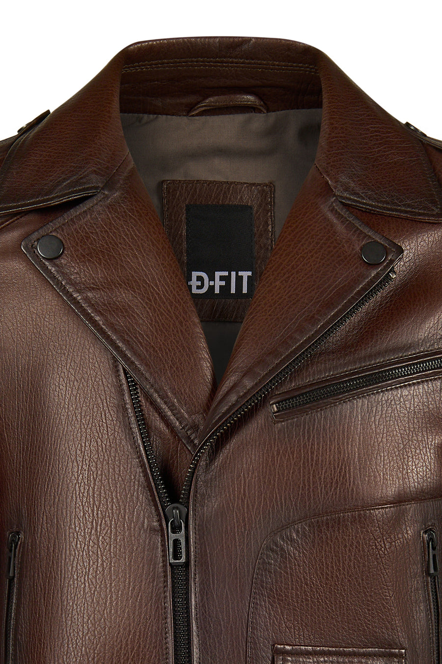 Carter Male Brown Double-breasted Collar Leather Jacket