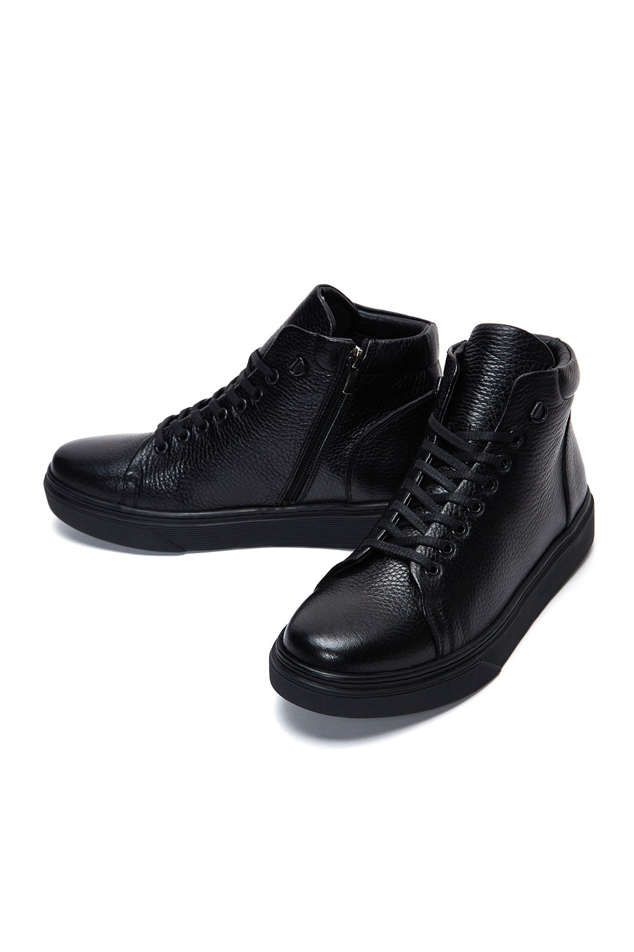 Erkek Siyah Deri Bilekli Sneaker Bot
