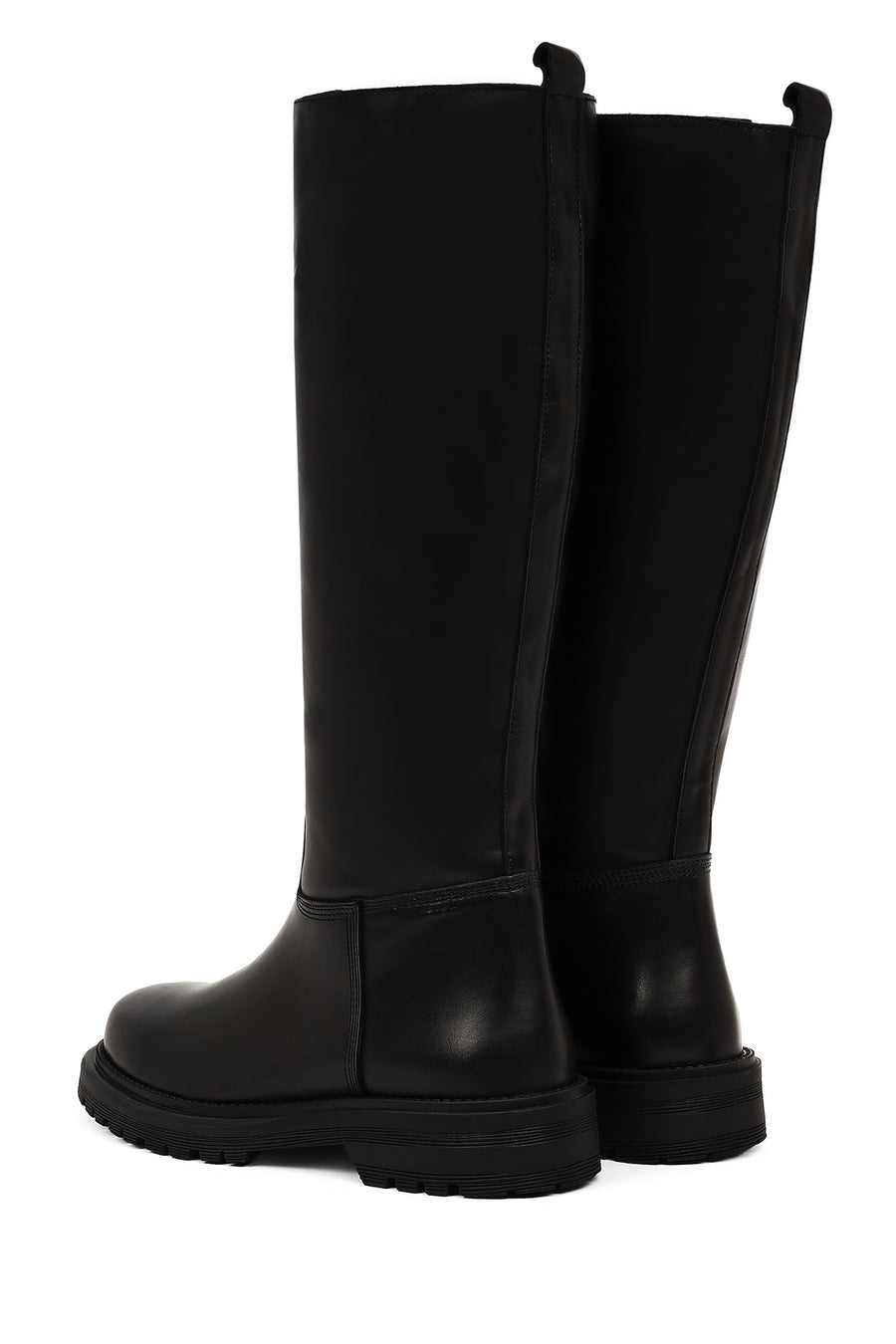 Women's Black Thick Soled Leather Boots