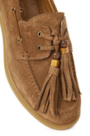 Women's Tan Tassel Suede Leather Loafer | Derimod