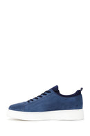 Men's Blue Suede Leather Thick Soled Sneaker | Derimod