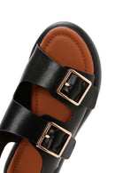 Women's Black Double Buckle Comfort Sandals | Derimod