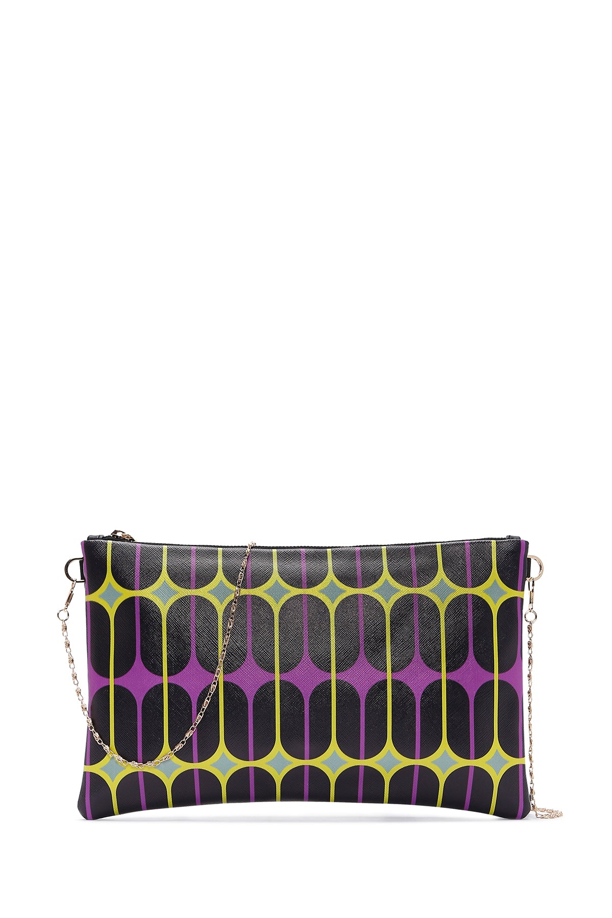 Women's Black Purple Printed Portfolio Bag 23WBD2216CV | Derimod