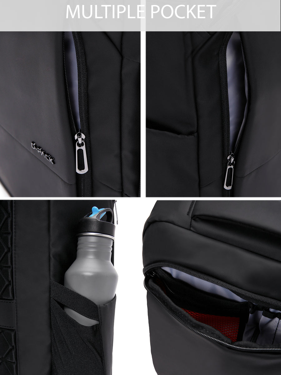 D-Pack Unisex Black Technological Fabric Backpack