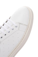 Women's White Lace-Up Leather Sneaker | Derimod