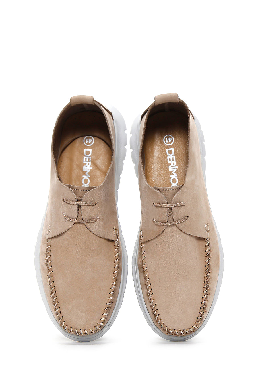 Men's Beige Nubuck Leather Casual Shoes