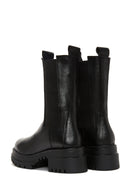 Women's Black Thick Soled Leather Chelsea Boots | Derimod