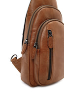 Men's Tan Leather Crossbody Bag | Derimod