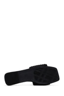 Women's Black Straw Slippers | Derimod