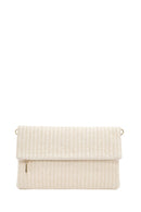 Women's Cream Long Chain Strap Straw Clutch Bag | Derimod