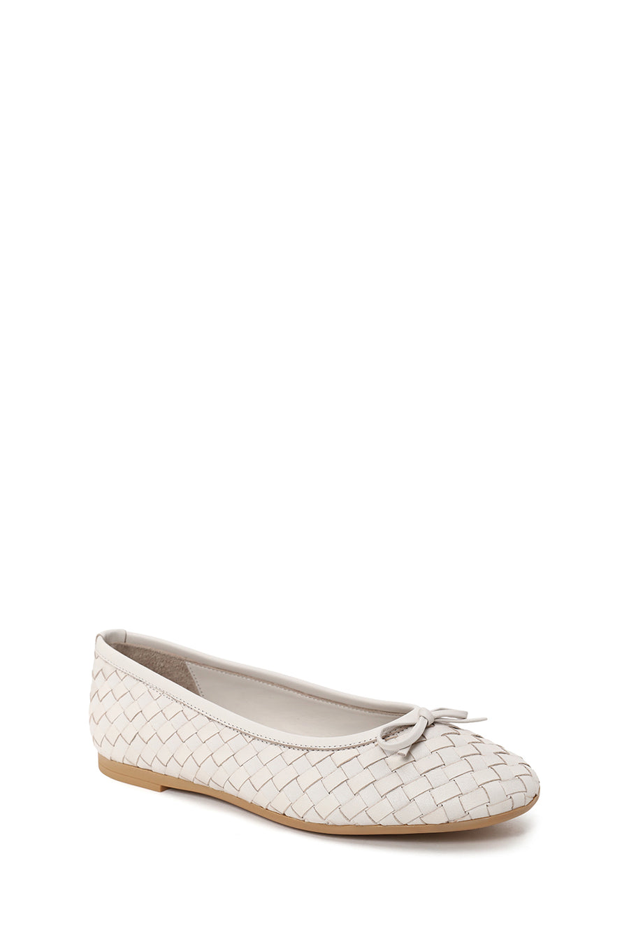 Woman White Braided Leather Ballet Flat
