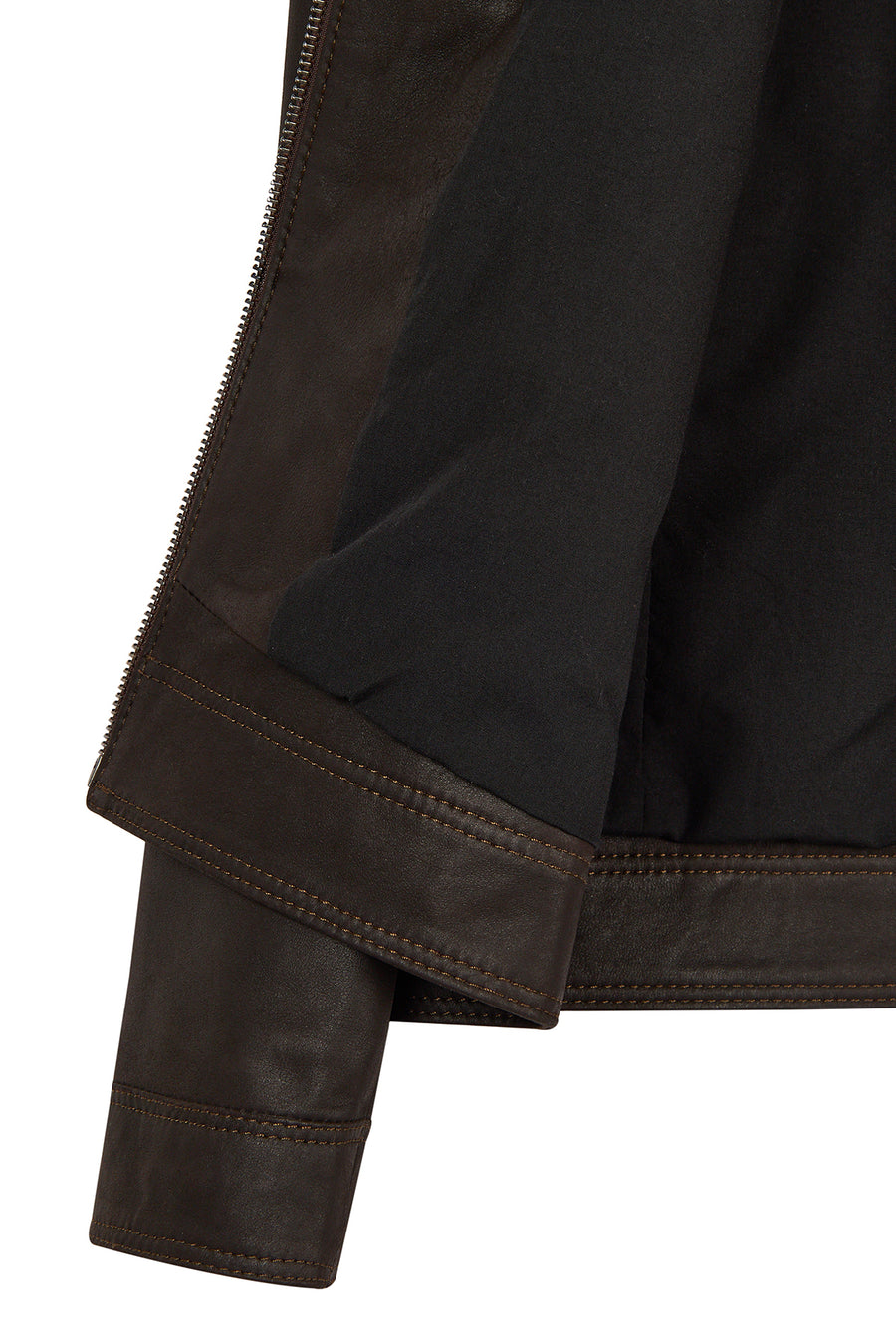 Felibe Male Brown Mandarin Collar Leather Jacket