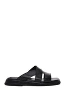 Women's Black Leather Comfort Slippers | Derimod