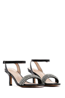 Women's Black Stone Heeled Sandals | Derimod