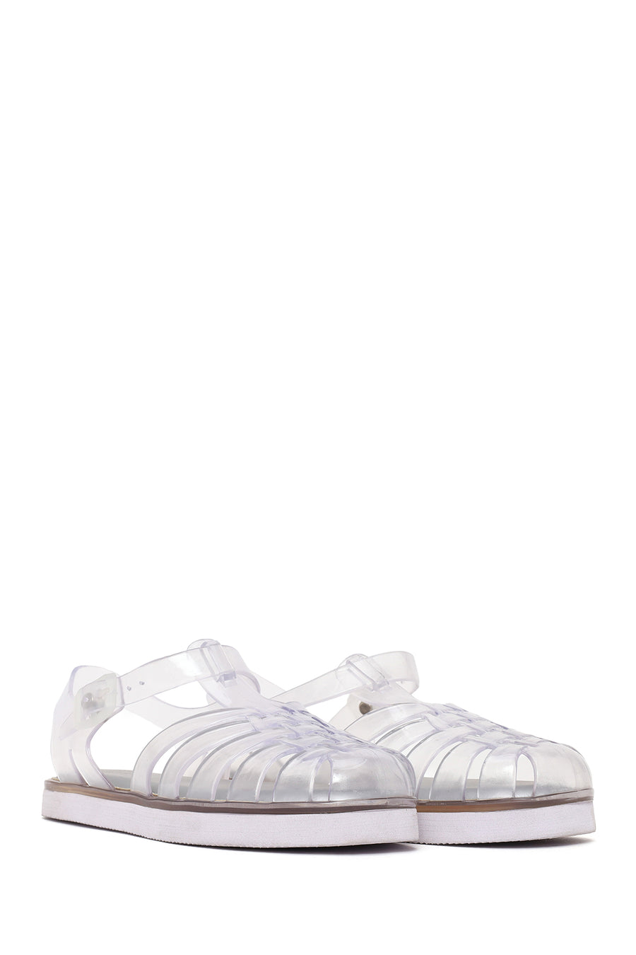 Woman Transparent Buckled Jelly Sandal