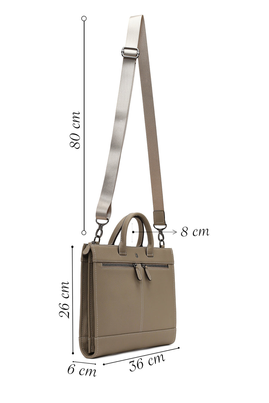 Men's Taupe Long Strap Leather Briefcase