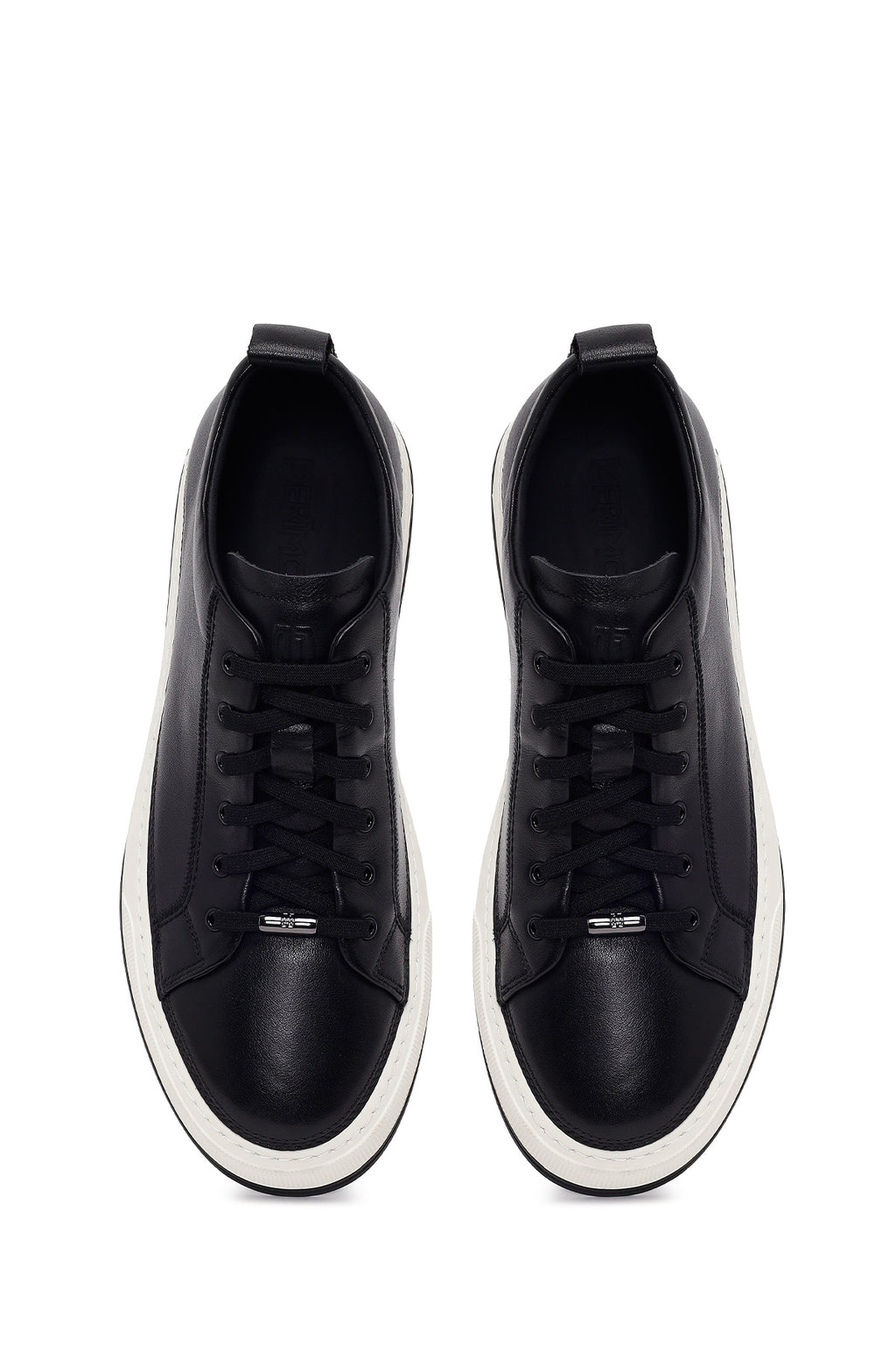 Erkek Siyah Bağcıklı Deri Sneaker