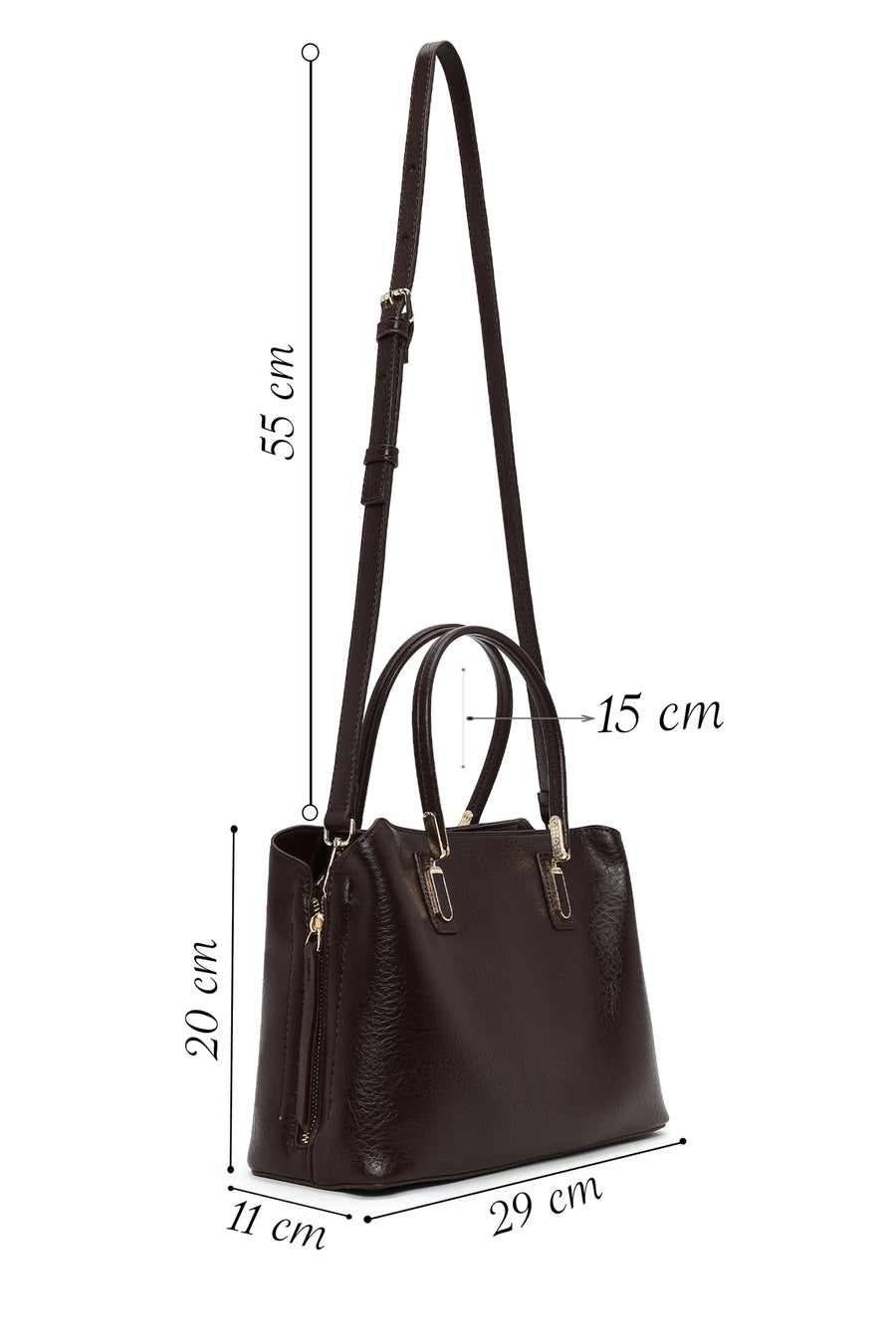 Woman Brown Classic Shoulder Bag with Long Strap